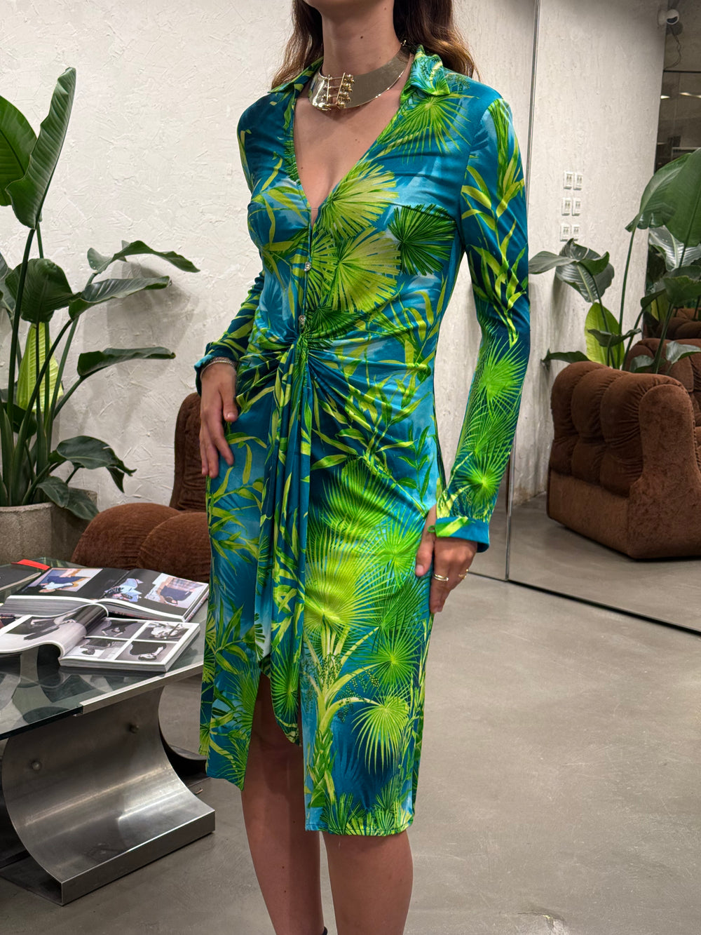 S/S2000 Gianni Versace jungle midi dress