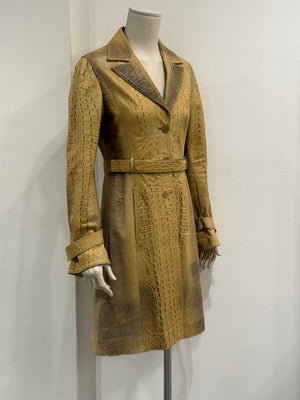A/W2000 Roberto Cavalli runway croc embossed leather trench coat