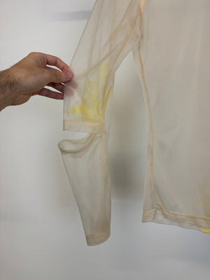 AW1995 Helmut Lang Phoenix sheer t-shirt with slashed elbow