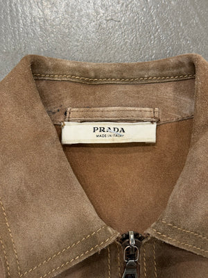 2000s Prada paneled western suede leather jacket