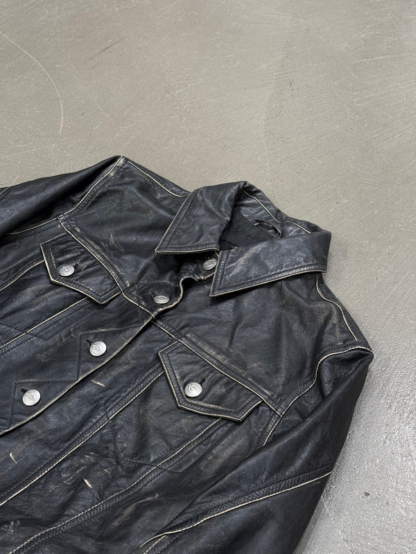 2000s Cavalli faded distressed leather jacket