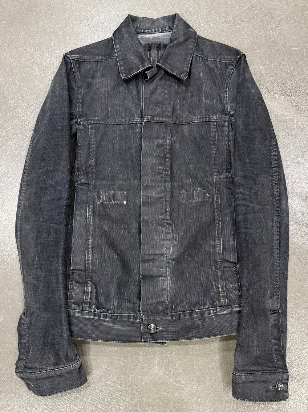 2000s Rick Owens coated denim jacket