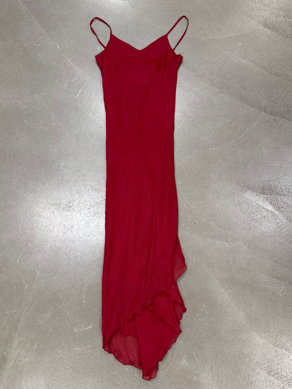 2000s Cavalli wrinkle red dress