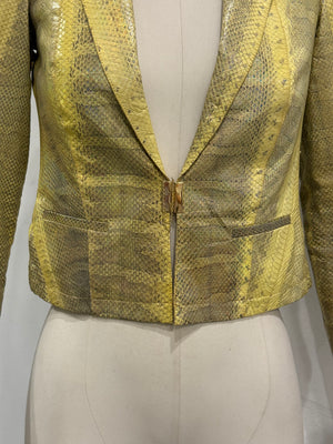 S/S2001 Roberto Cavalli iridescent rainbow snake cropped leather blazer