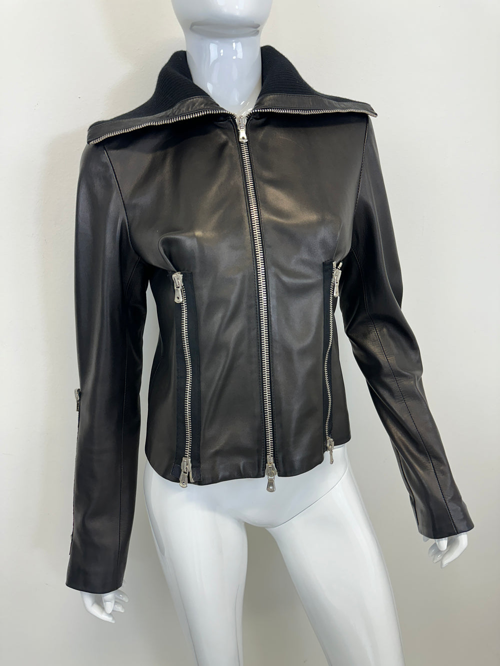 A/W 2003 Dolce & Gabbana full zipper high neck leather jacket