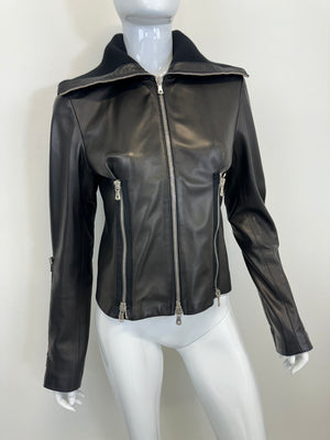 A/W 2003 Dolce & Gabbana full zipper high neck leather jacket