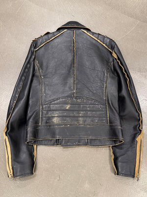 2022 Balmain distressed leather biker jacket
