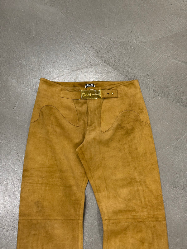 2001 Dolce & Gabbana suede western zipper leather pants