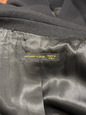A/W2001 Alexander McQueen runway paneled wool wrap coat