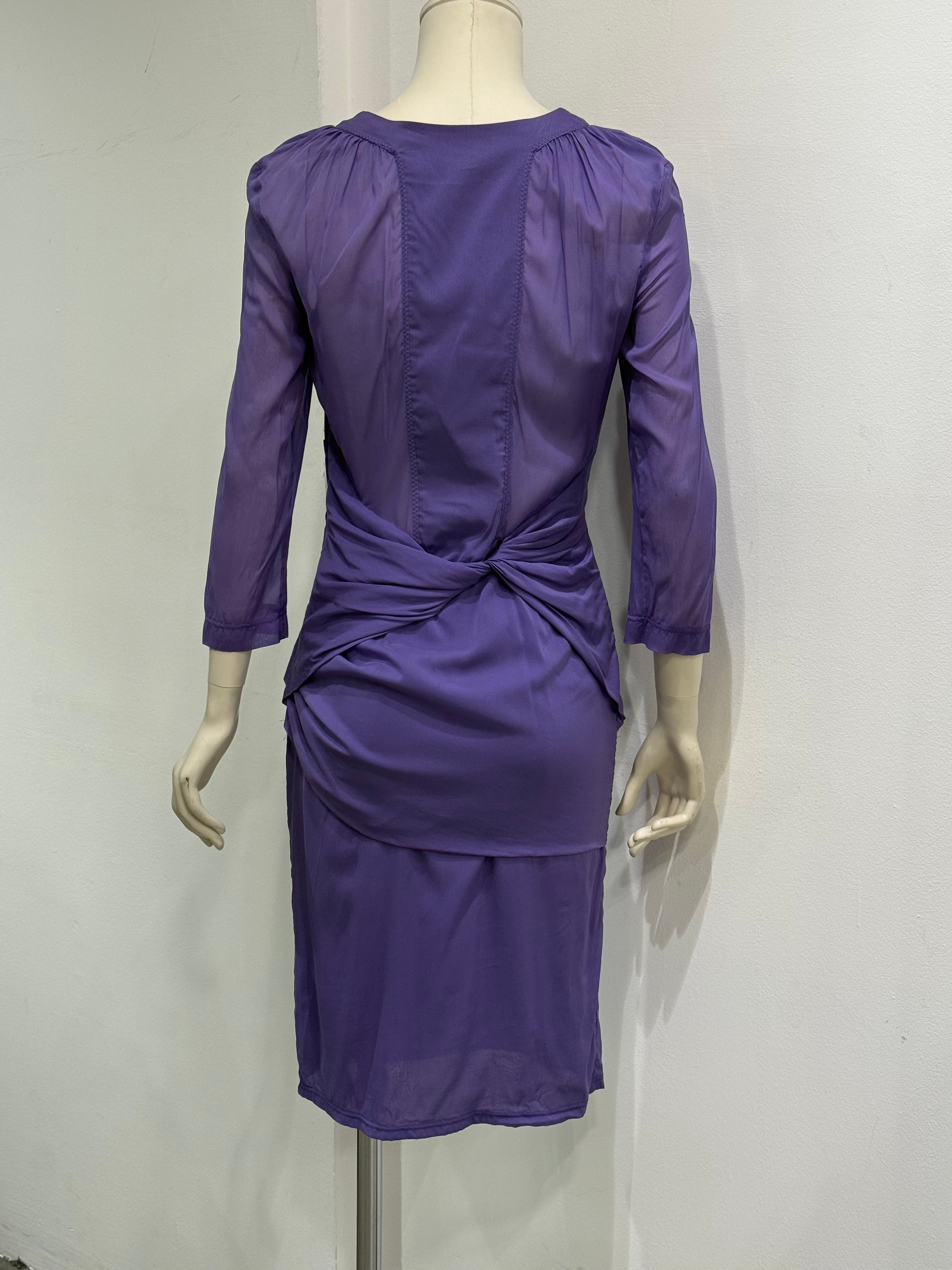 gucci purple dress Gucci Purple Silk Belted Maxi Dress IT 38