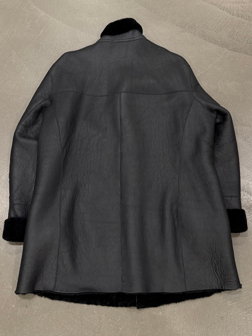 1980s Claude Montana black shearling leather coat