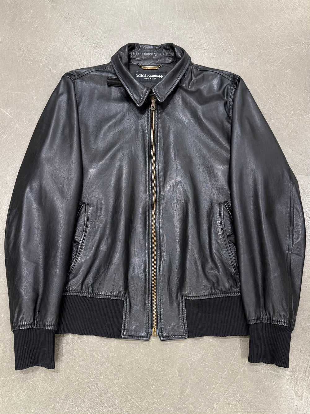 2000s Dolce & Gabbana leather bomber jacket