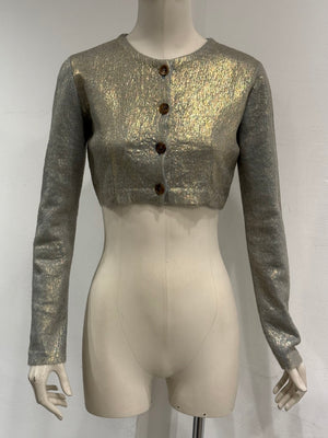 2000s Prada metallic cropped cardigan
