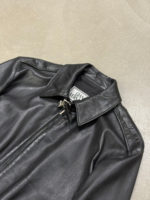 1990s Gianni Versace leather jacket with padlock hardware detail