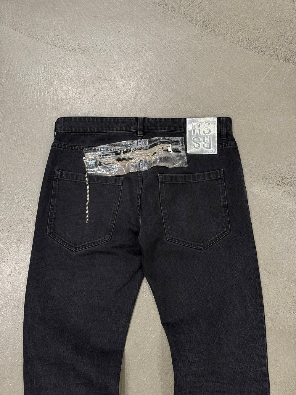 S/S2019 Raf Simons tape zip straight-leg jeans