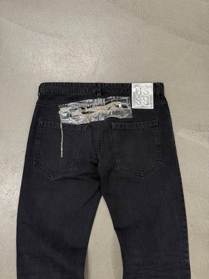 S/S2019 Raf Simons tape zip straight-leg jeans