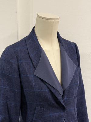 2000s Brunello Cucinelli double layer V-shape tartan blazer
