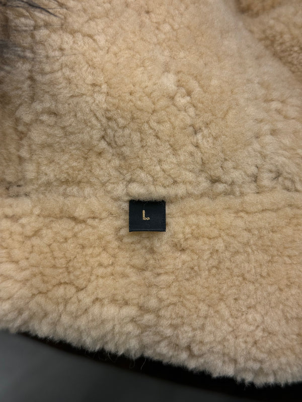 A/W2003 Roberto Cavalli cropped shearling aviator jacket with fox fur hood