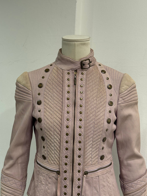 2000s Cavalli napoleon studded suede moto jacket
