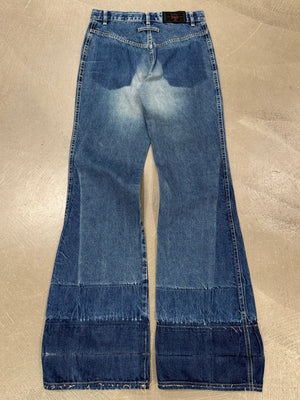 2000s Jean Paul Gaultier patchwork flared jeans