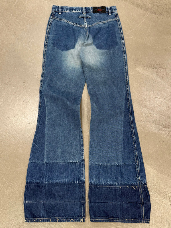 2000s Jean Paul Gaultier patchwork flared jeans