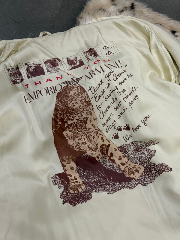 2000s Emporio Armani lynx print faux fur coat