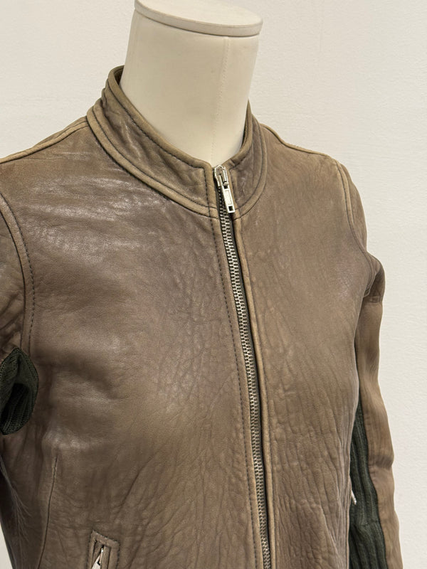 2000s Rick Owens tail distressed leather jacket