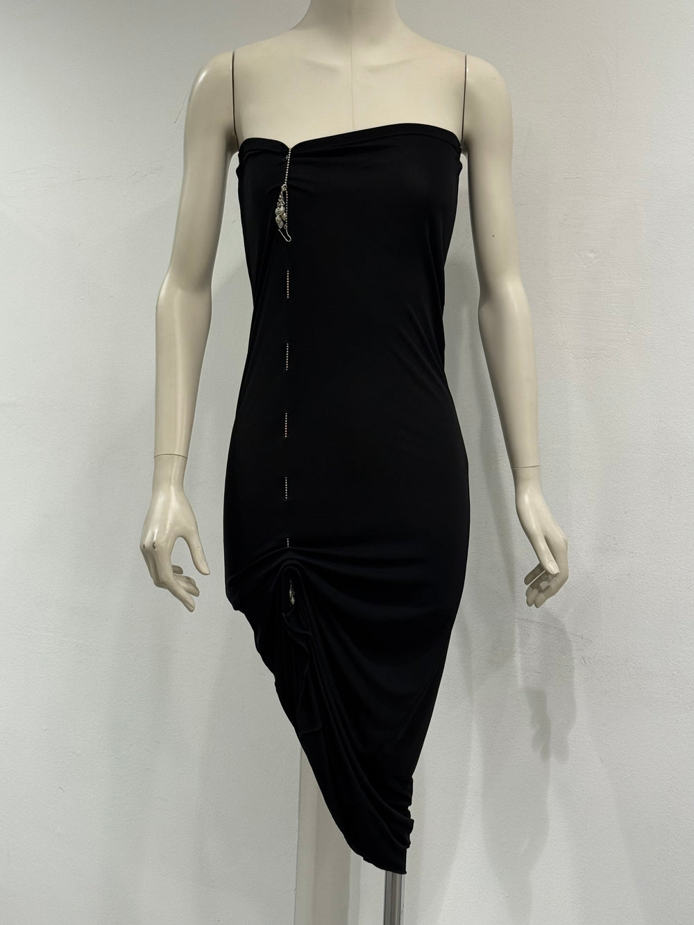 2003 Jean Paul Gaultier draped strapless mini dress & skirt with chain