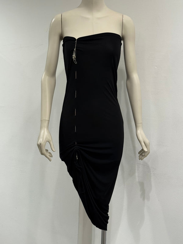 2003 Jean Paul Gaultier draped strapless mini dress & skirt with chain
