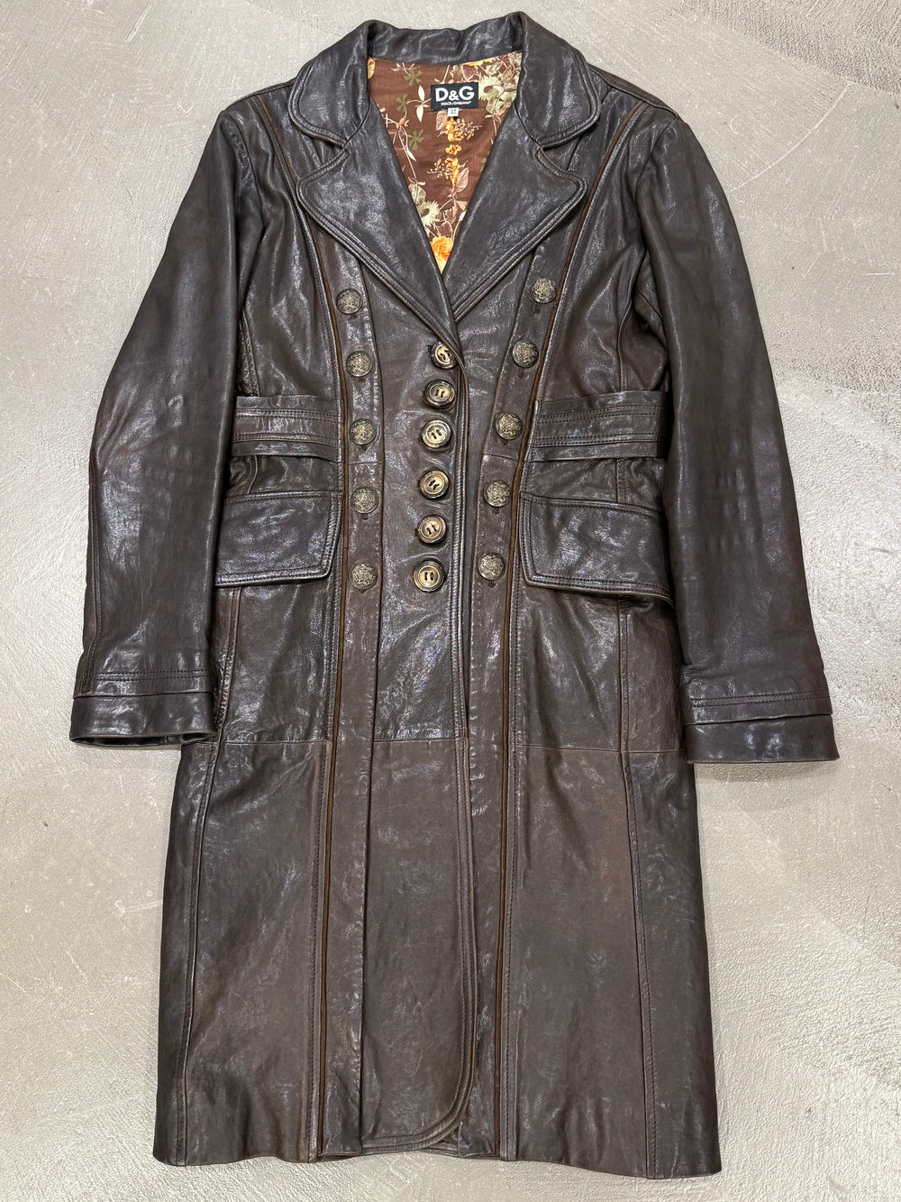 A/W2006 Dolce & Gabbana long leather napoleon jacket