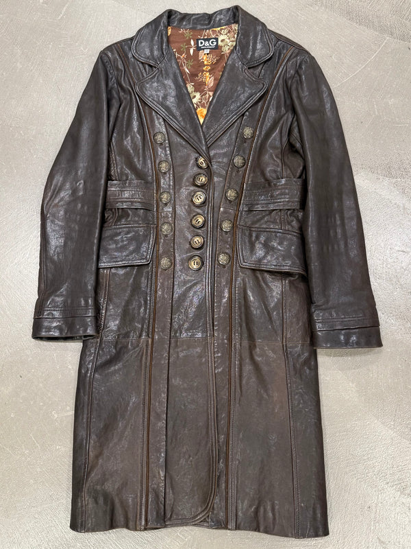 A/W2006 Dolce & Gabbana long leather napoleon jacket
