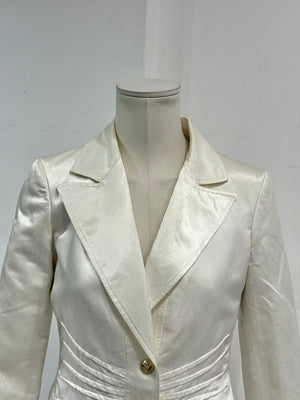 2000s Roberto Cavalli ivory satin tailored blazer