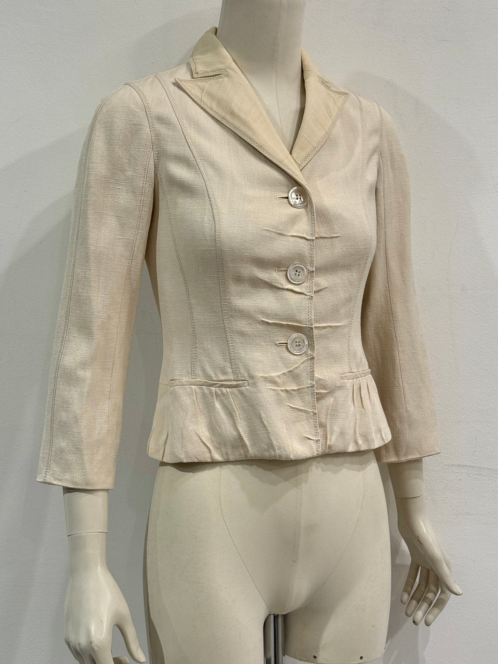 2000s Louis Vuitton structured cropped linen peplum jacket