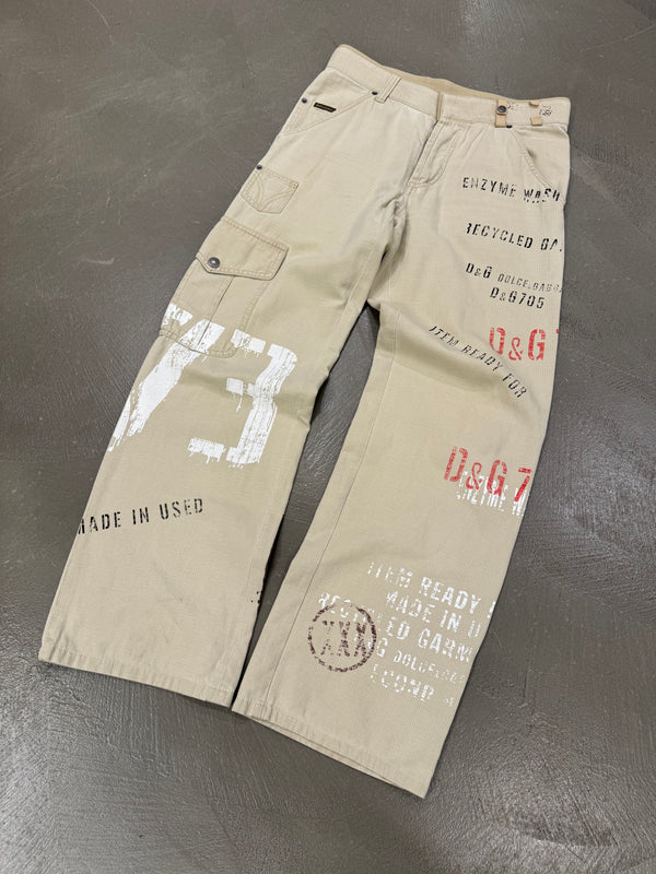 SS2005 Dolce & Gabbana “recycled garment” graffiti cargo pants