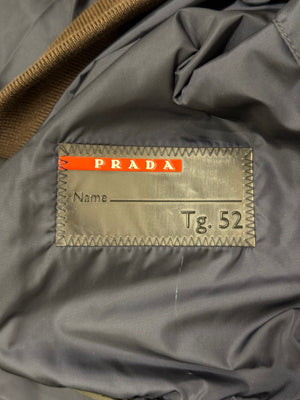 2000s Prada bomber nylon jacket with contrast elbow leatherpatch detailing