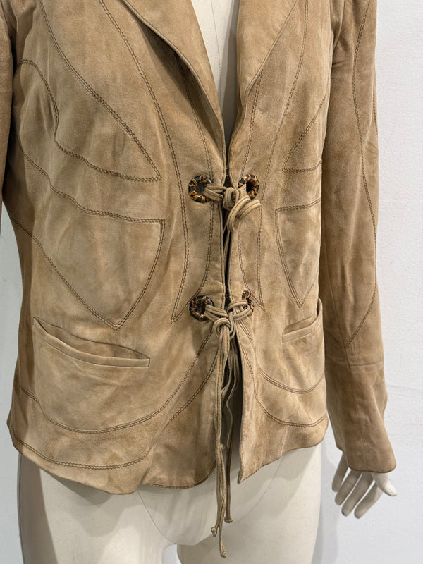 2002 Roberto Cavalli butterfly lace-up leather jacket