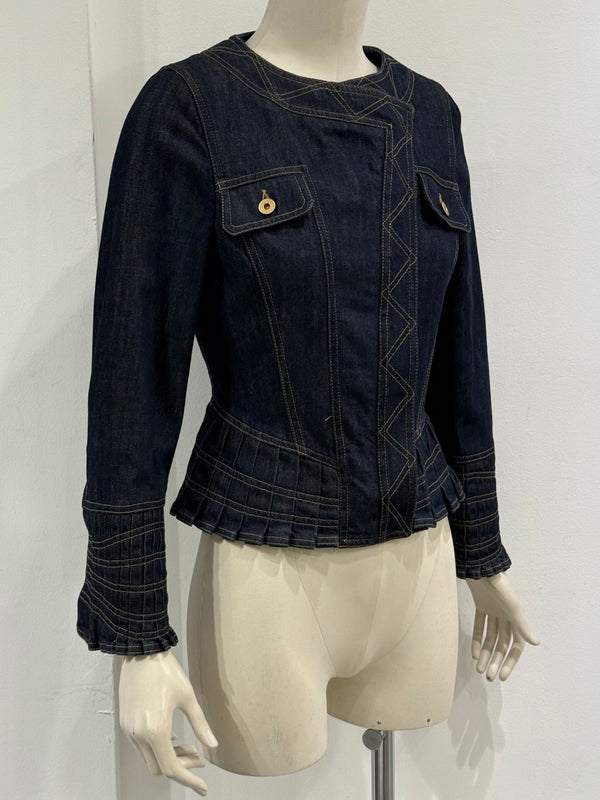 S/S2004 Gucci by Tom Ford paneled biker denim jacket
