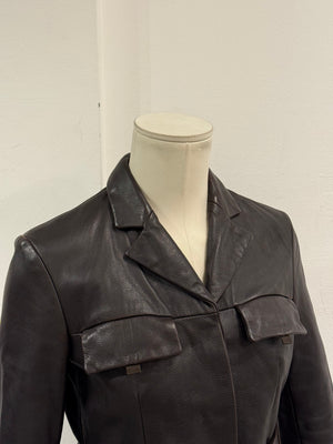 1990s Prada multipocket belted leather safari jacket