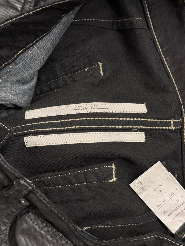 2020s Rick Owens DRKSHOW bolan bootcut waxed jeans