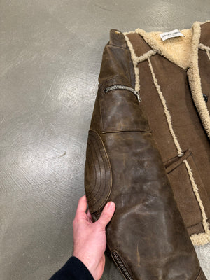 1990s Dolce & Gabbana hybrid shearling leather military jacket