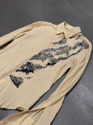 2000s Cavalli print flare sleeve shirt