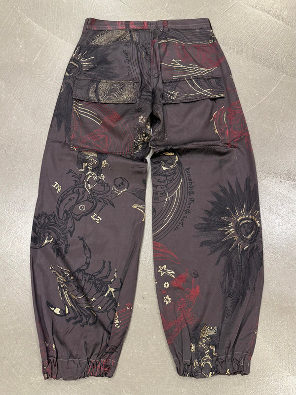 2000s Cavalli zodiac print cotton track pants
