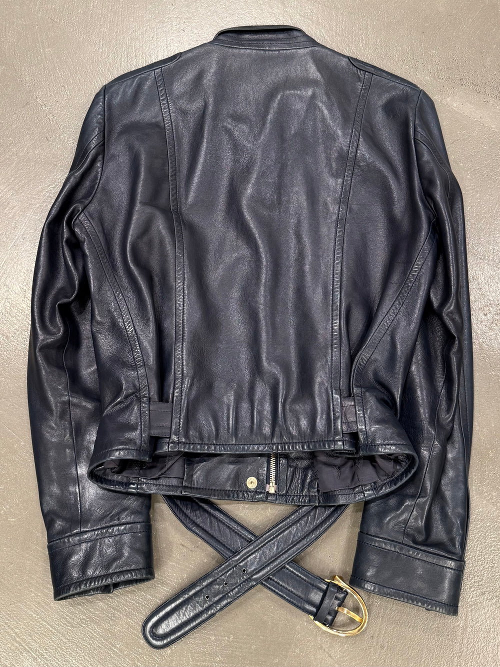 2000s Gucci belted biker leather jacket