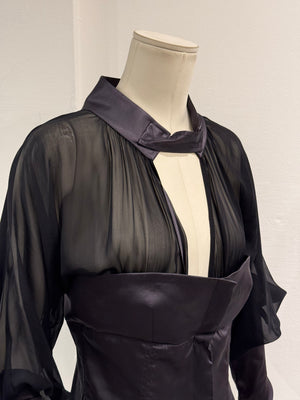 A/W2003 Gucci By Tom Ford runway corset ruched sleeves top