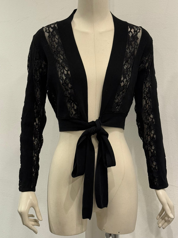2000s Dolce & Gabbana  lace tie-front cropped cardigan