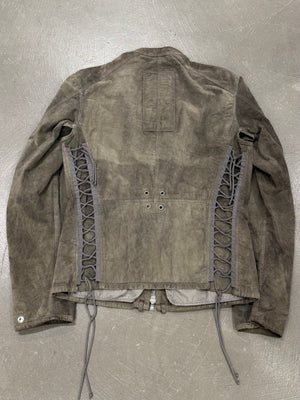 2000s Prada moto lace leather jacket