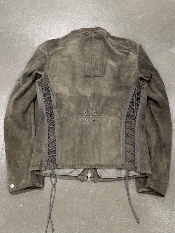2000s Prada moto lace leather jacket
