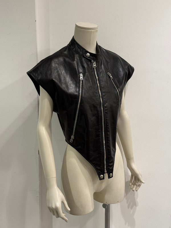 2023 Maison Margiela asymmetric 5-zip leather vest
