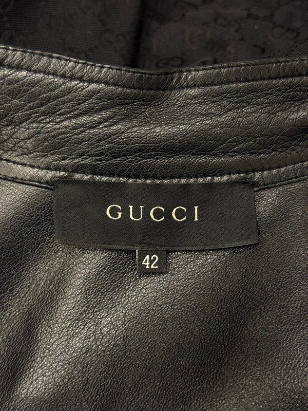 A/W2000 Gucci by Tom Ford monogram canvas jacket with leather trim