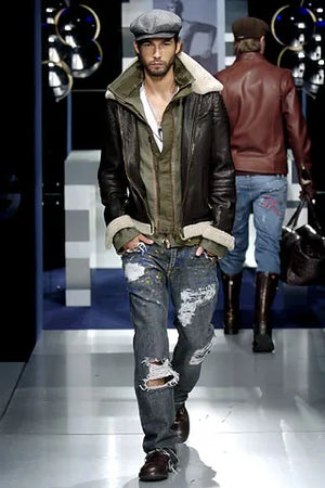 AW2005 Dolce & Gabbana hybrid military shearling jacket
